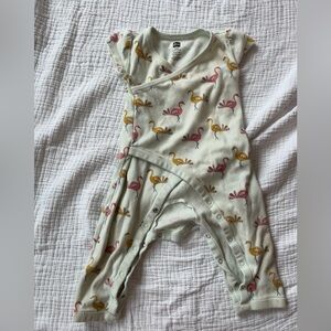Tea Collection romper- flamingo print- 9-12 mo